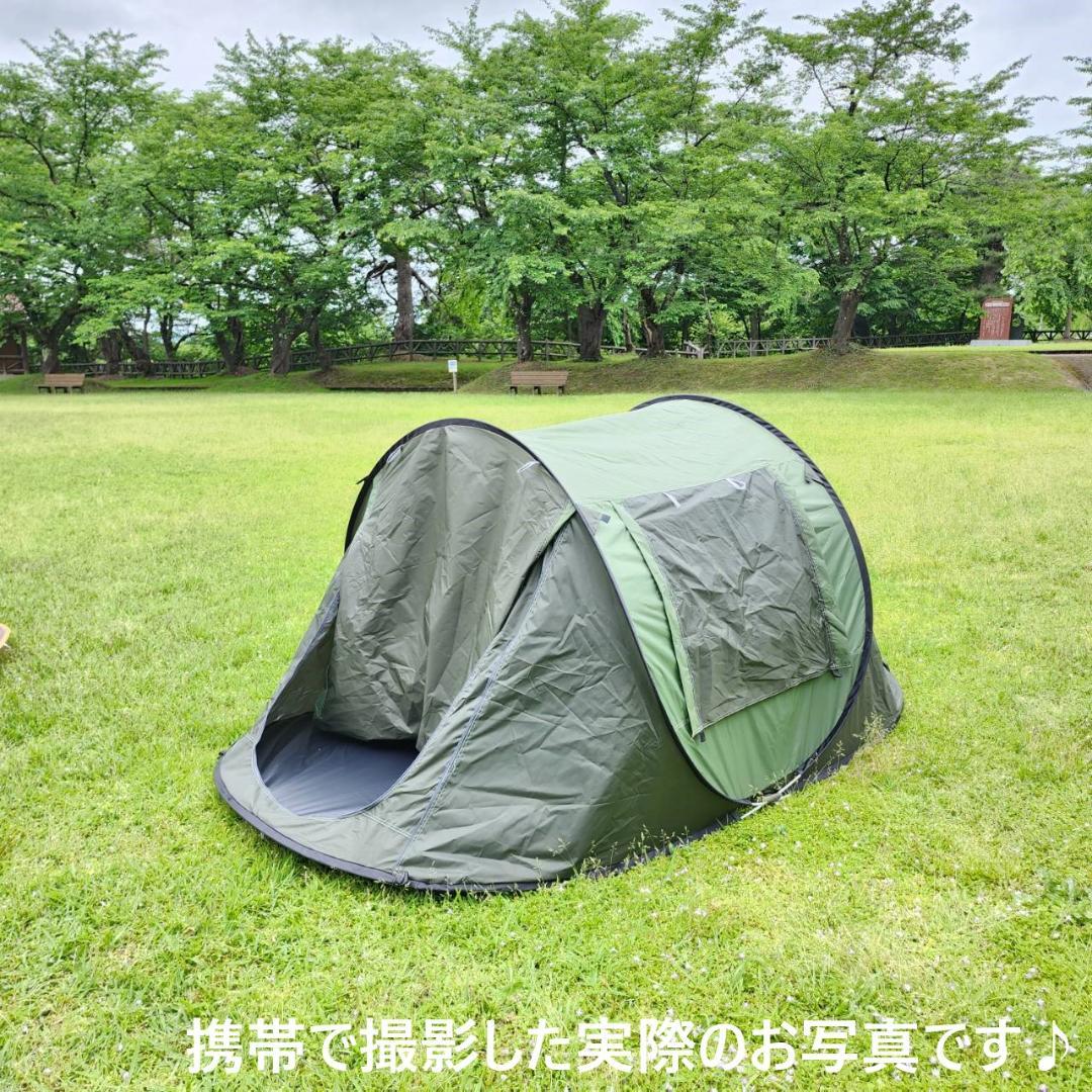 キャンプ用　テント　ポップアップテント　uv加工　BBQ　グリーン&グレー