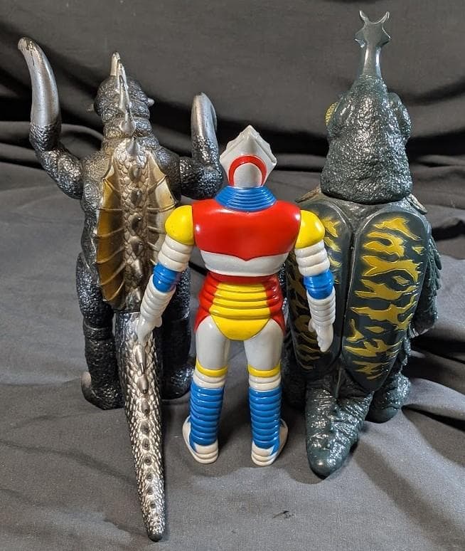 ジェットジャガー・メガロ・ガイガン（バンダイ）昭和ゴジラ登場怪獣 ソフビ３体