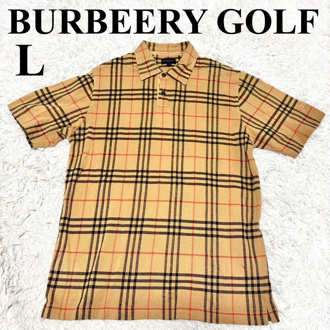 【美品】バーバリー　ゴルフ　ポロシャツ　ノバチェック　綿　100% L