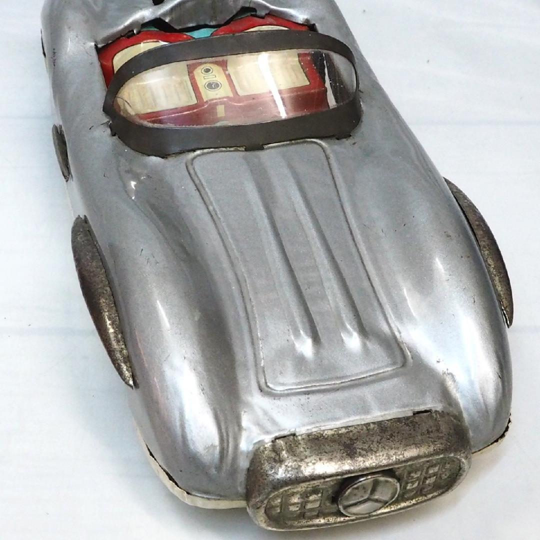 旭玩具メルセデス ベンツ300SLR屋根欠シルバーtinブリキtoy car箱無