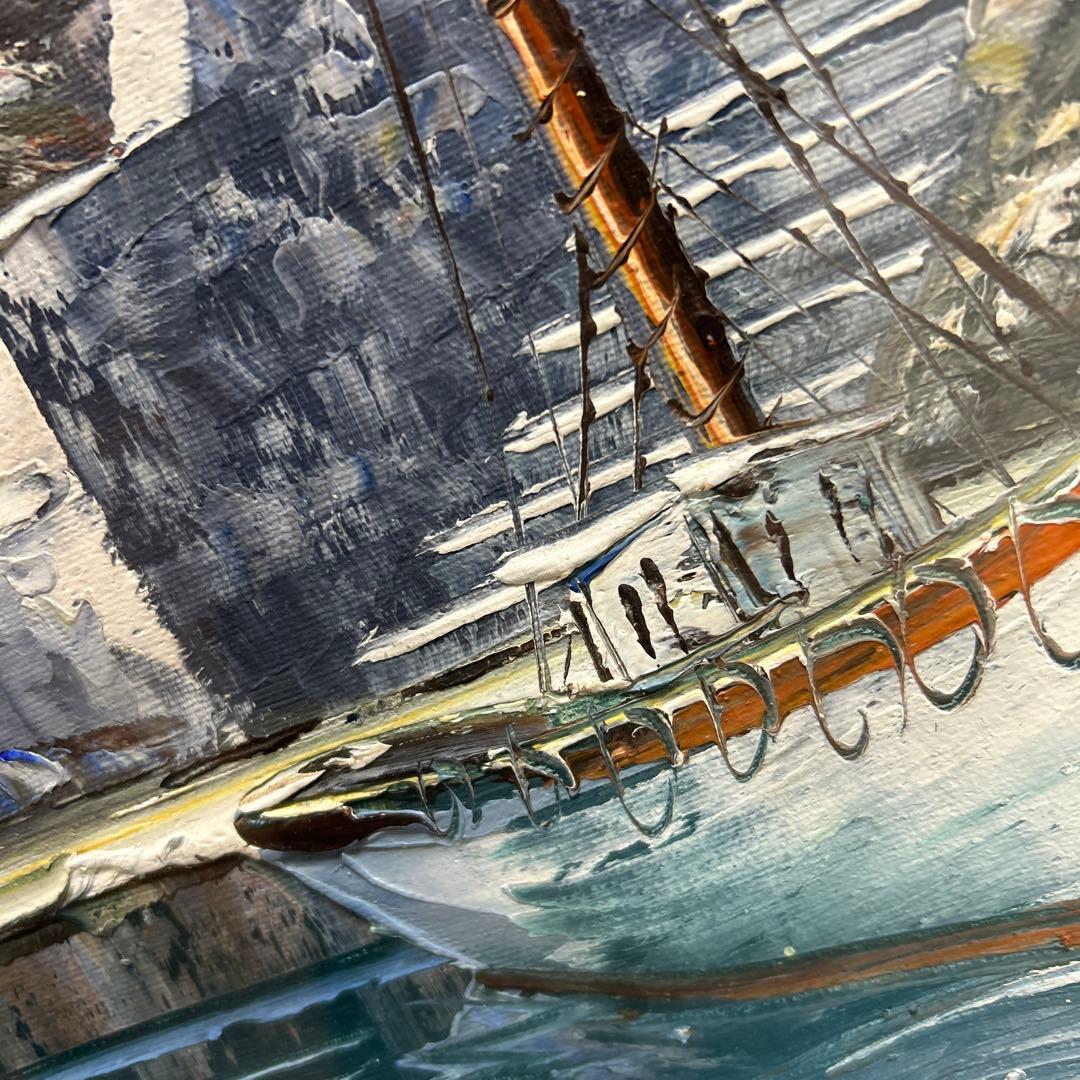 海の風景 油彩画 フレーム付き