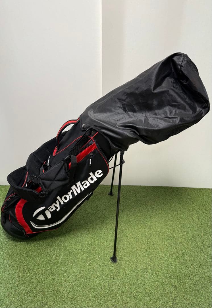 TaylorMade スタンドバッグ 黒赤 キャディバッグ ゴルフ スリムタイプ