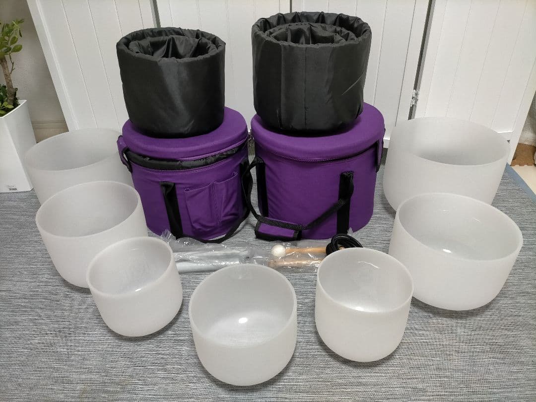 【新品・432hz】クリスタルボウル 7チャクラセット（モデル③） ケース付き