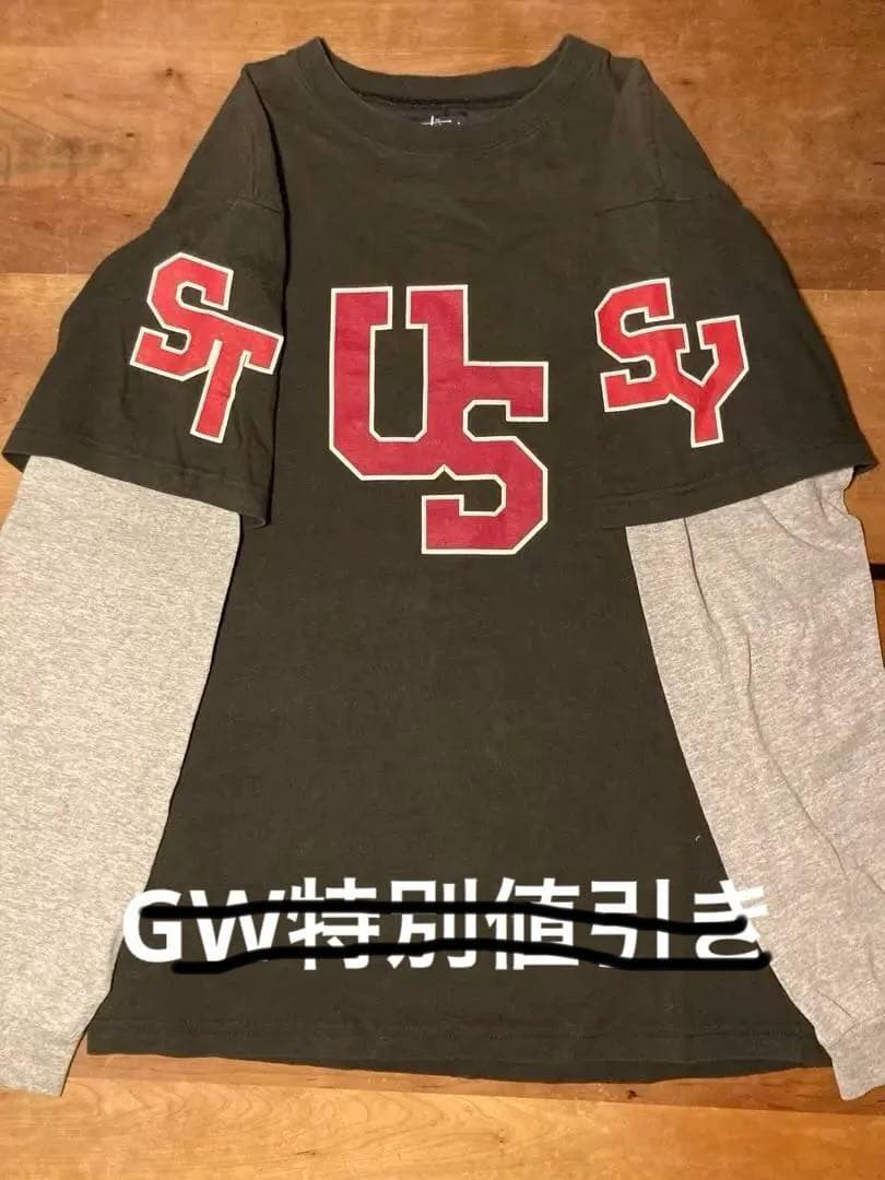90's OLD STUSSY 紺タグ 袖プリントロンT Mサイズ USA製