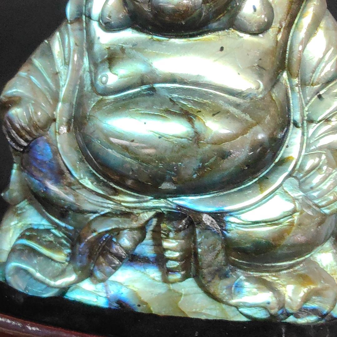 超美品　ラブラドライト　布袋様　天然石　風水　鉱物　パワーストーン　七福神　金運