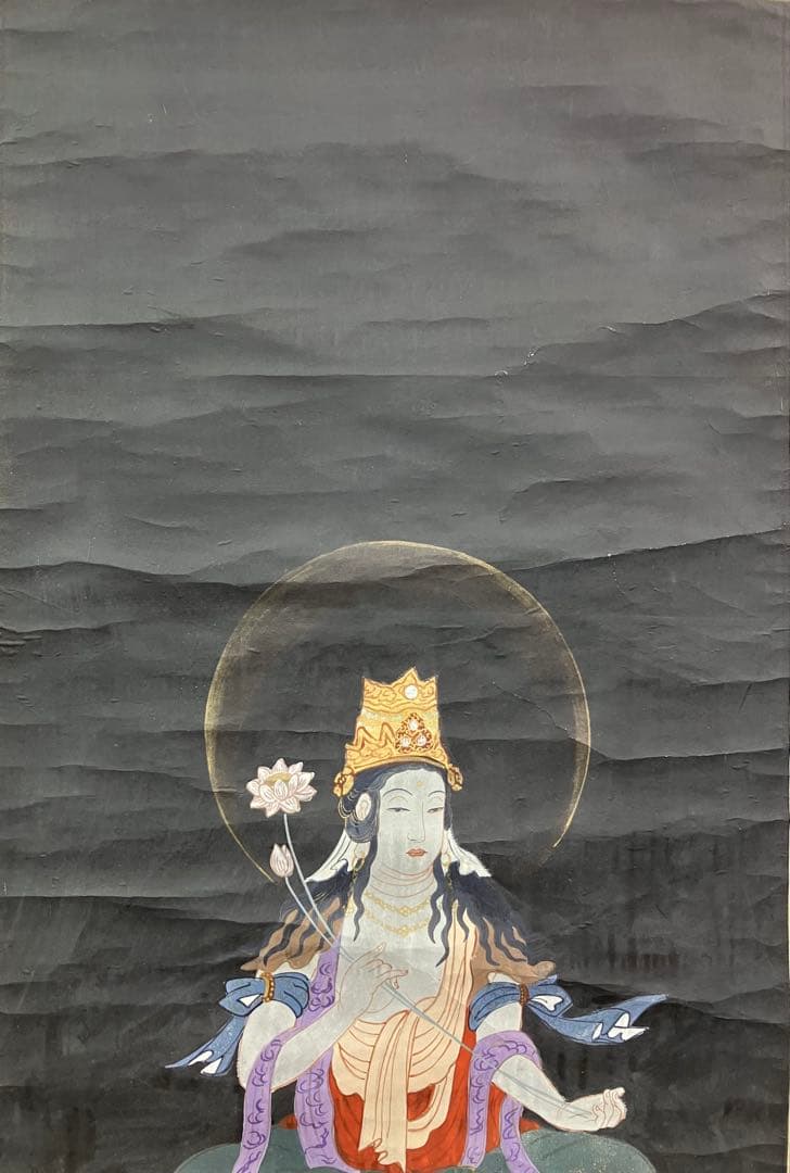 仏画（普賢菩薩）紙本　掛軸
