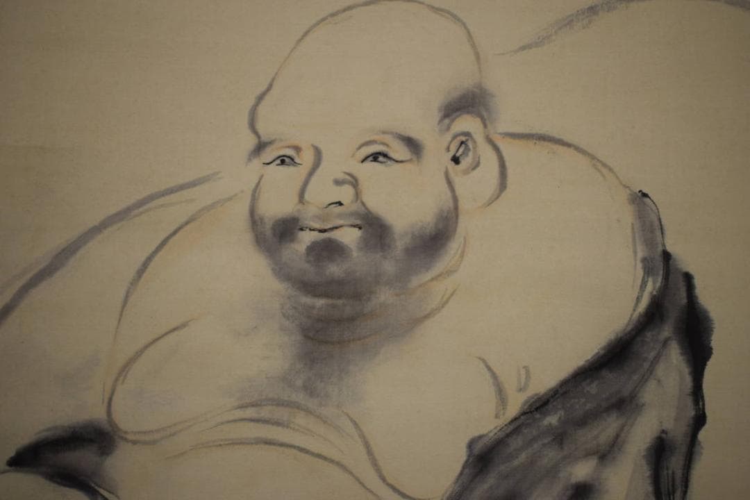 真作/杜成卿/布袋画賛/布袋屋掛軸HJ-394