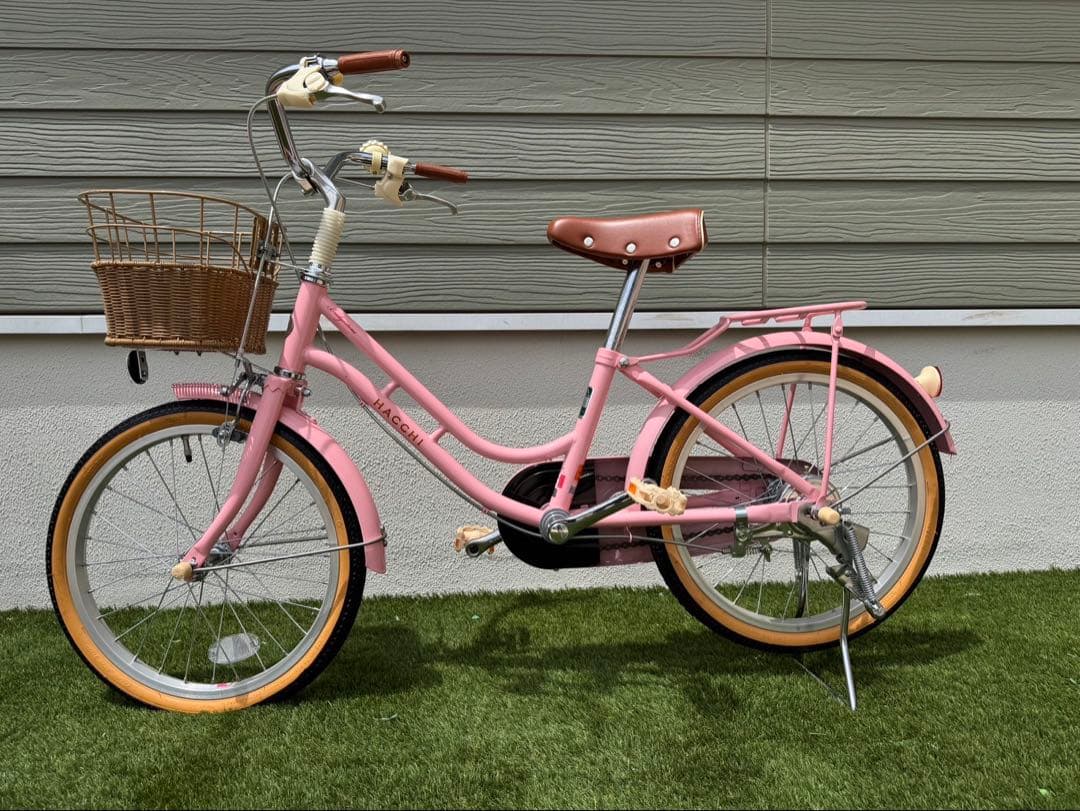 HACCHI 子供用自転車 ピンク バスケット・両立スタンド付き