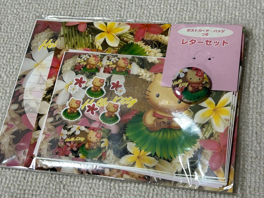 希少レア　ハローキティ　レターセット　日焼け　ハワイ　ハイビスカス　2002