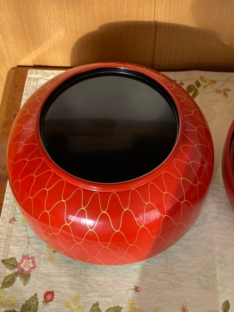 ¥13,900からお値下げ中　 茶道具　朱網目喰籠　菓子器