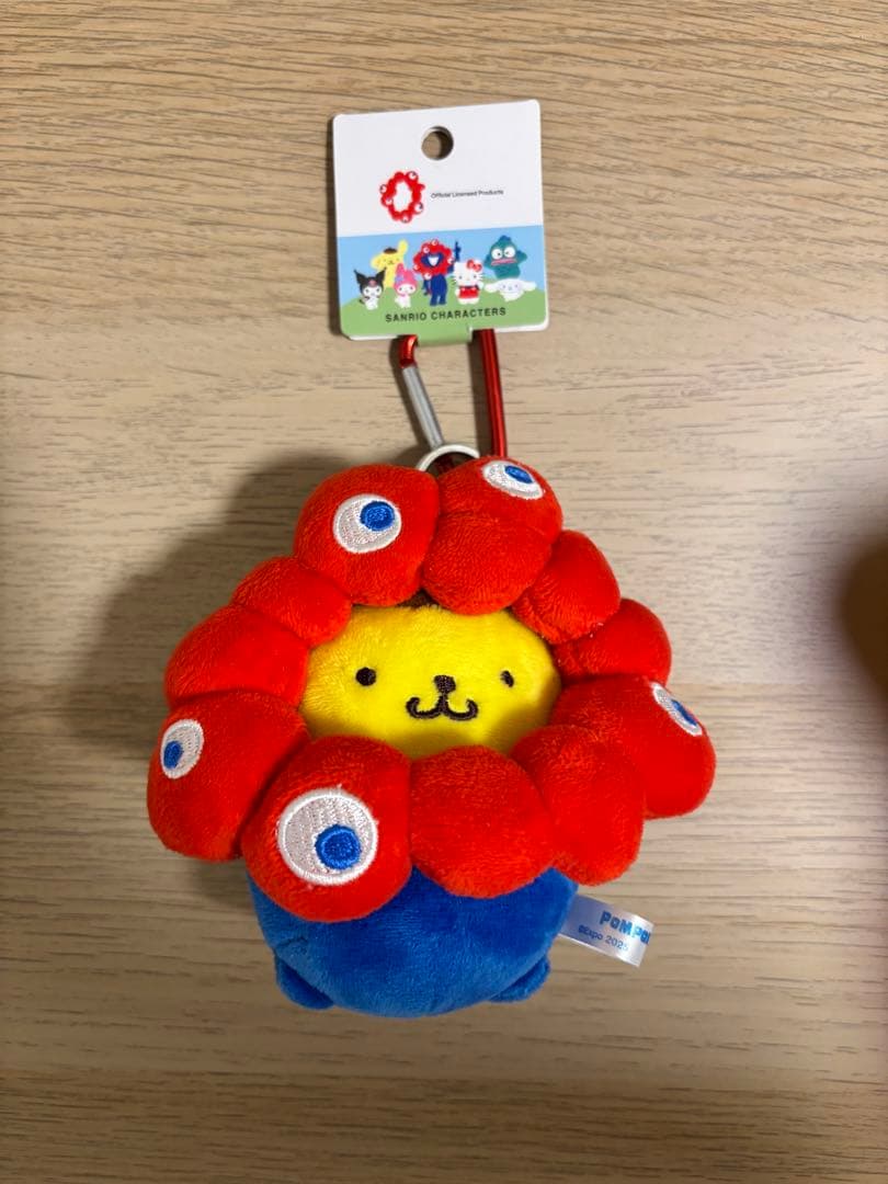【新品】万博 ポムポムプリン ミャクミャク ぬいぐるみ カラビナ　タグ付き