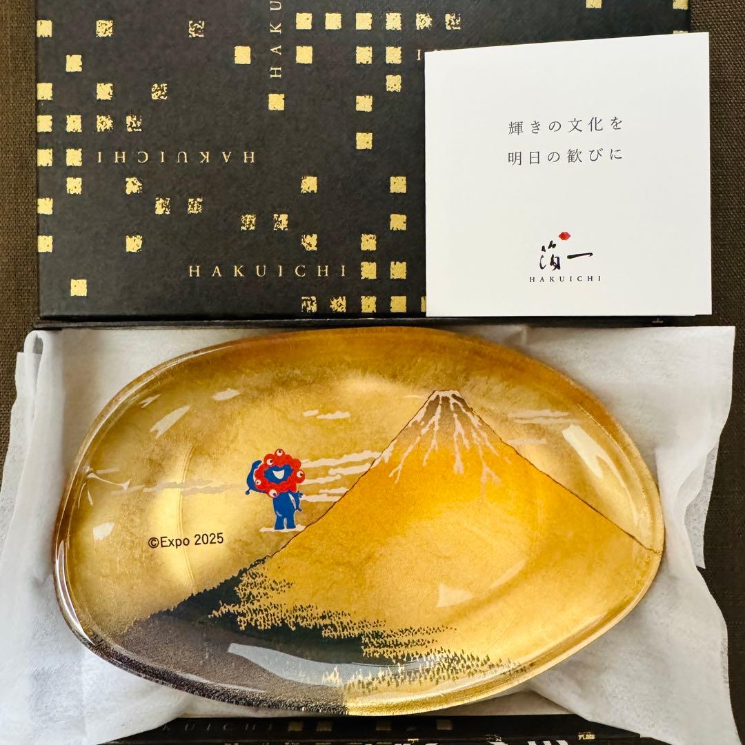 ミャクミャク 金箔 ガラストレー 凱風快晴(金) 箔名画 葛飾北斎 大阪関西万博