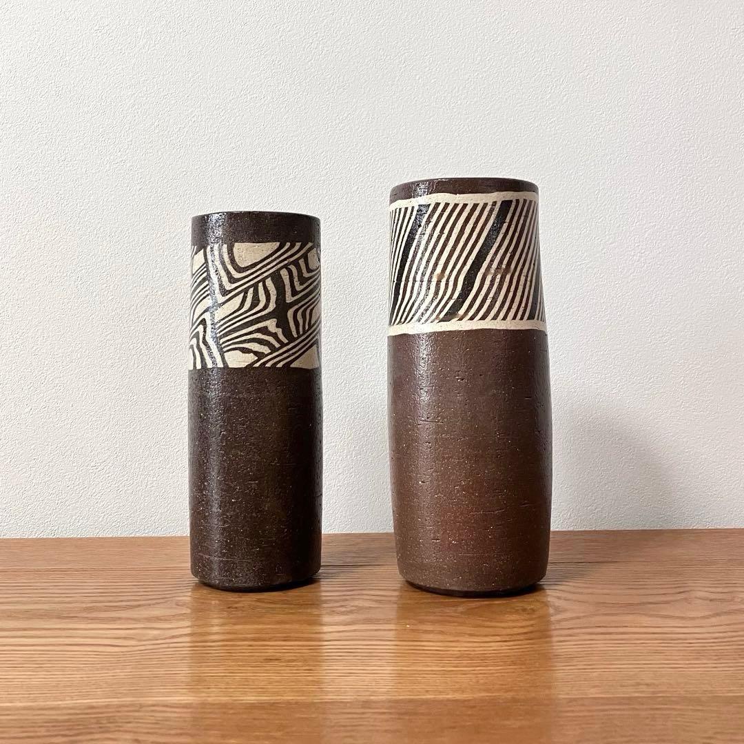 水野双鶴　水野達蔵　練込　花瓶　陶芸品