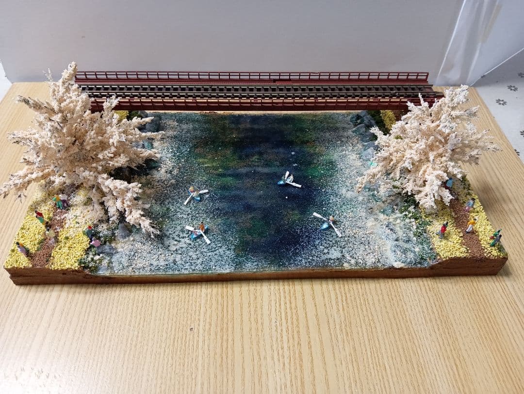 Nゲージ 鉄道模型 桜の風景ジオラマ（その4)