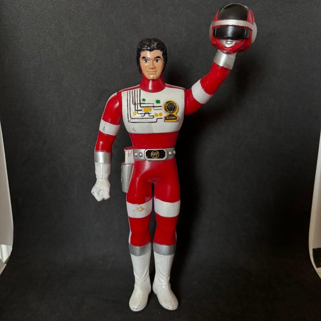 希少 バンダイ 超電子バイオマン バイオレッド 面取れソフビ