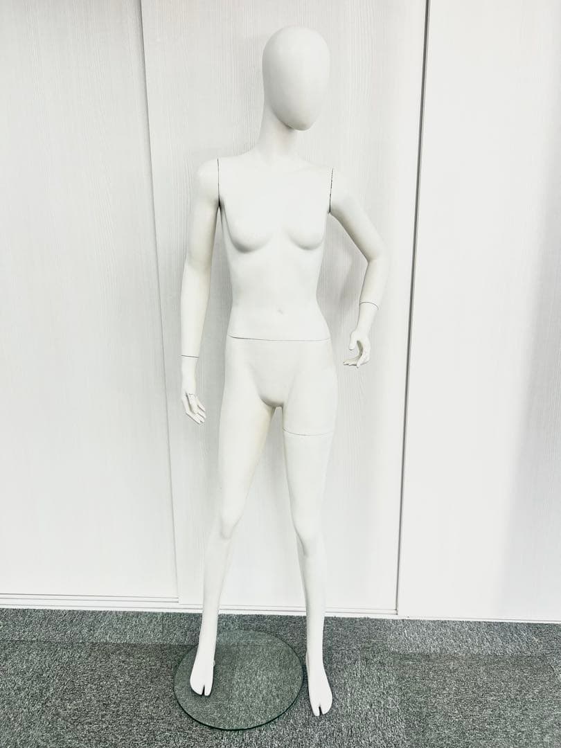 【美品】 婦人全身マネキン ホワイト ＋ ガラス製足受けベース付き