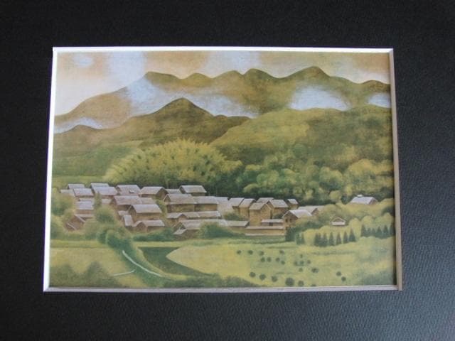 上原卓、【しぐれる里】、希少な額装用画集より、新品額装付、状態良好