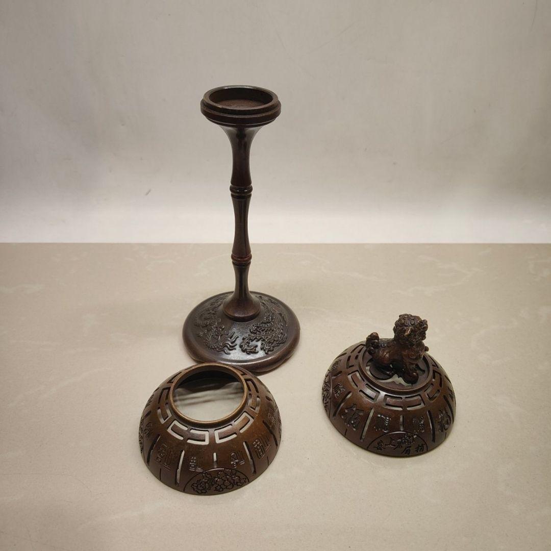 銅製 獅子灯籠炉 香炉 檀香炉 禅意 茶室薫香炉 香道具 装飾品 工芸品 置物