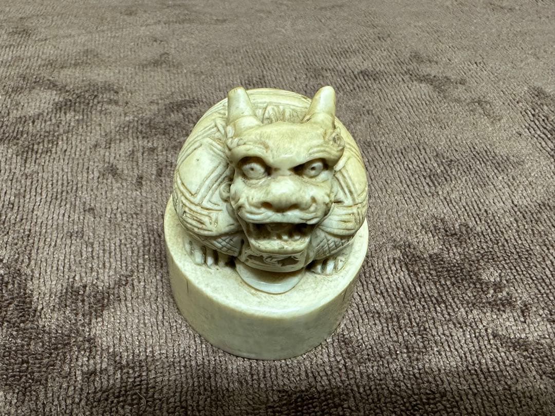 ライオン　清代　唐物　古美術品　印鑑　印材　マンモス牙彫　 置物　細密細工　骨董