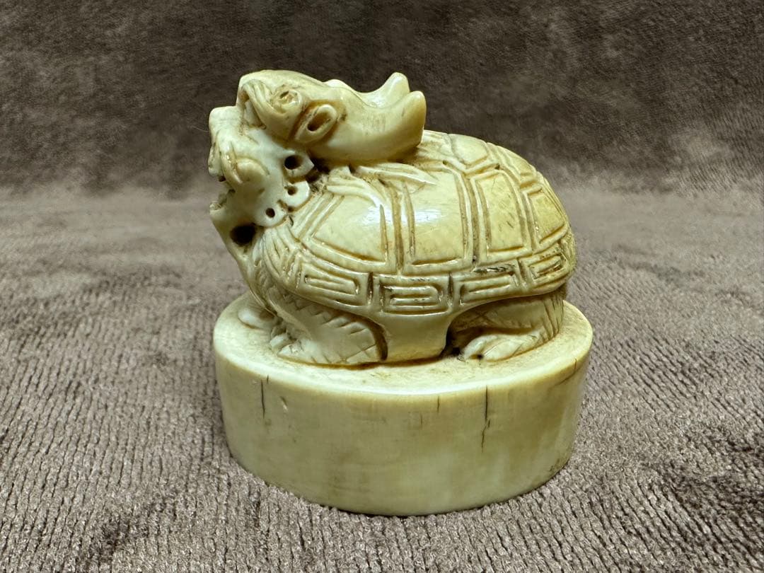 ライオン　清代　唐物　古美術品　印鑑　印材　マンモス牙彫　 置物　細密細工　骨董