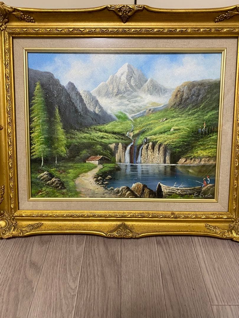 E. Kudo 油彩画 山の風景　サイン入り