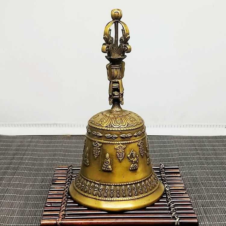銅製 法器 手揺鈴 五股金剛密鈴 金剛杵銅鈴 装飾品 工芸品 置物
