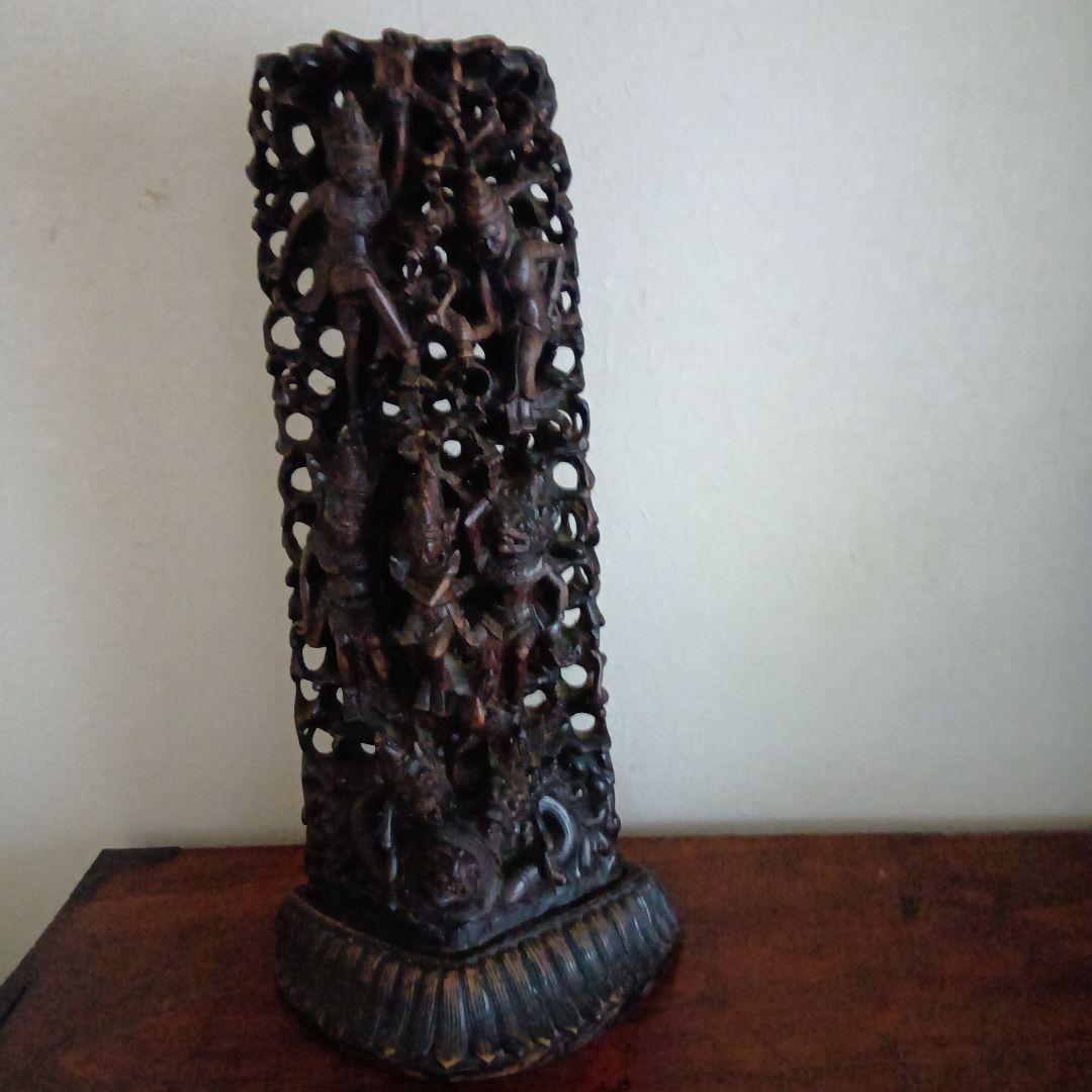 木製彫刻装飾 アジアンスタイル 仏像 骨董 アンティーク