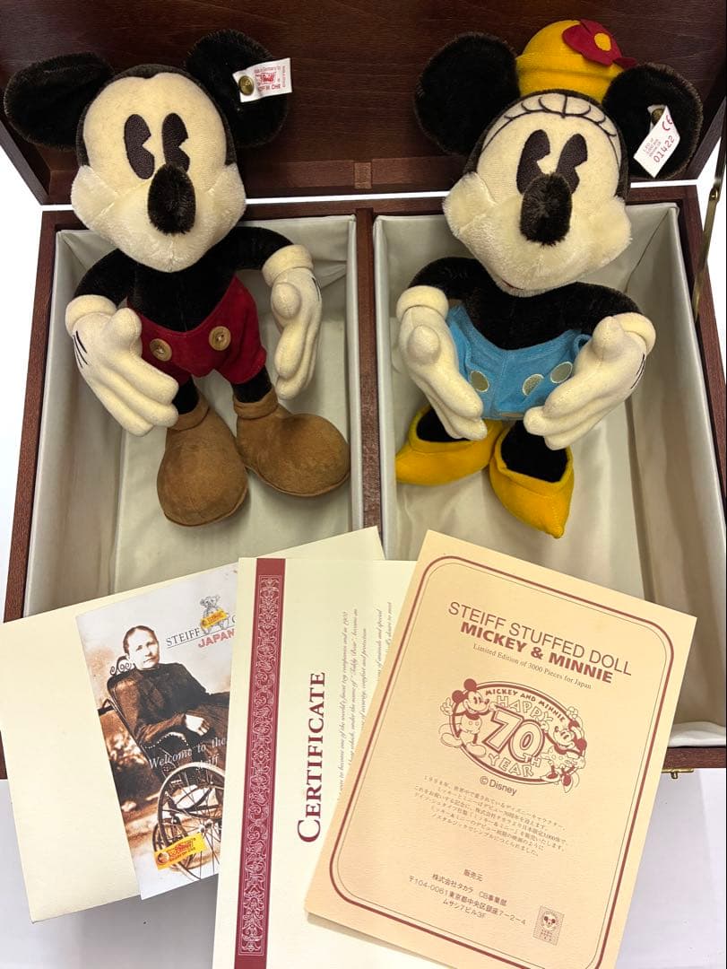 シュタイフ　Steiff 　ディズニー　ミッキーミニー　ドール　70周年　限定品