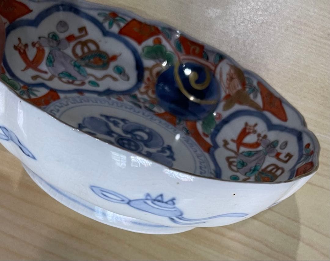 色絵 古伊万里 金彩 陶器 有田焼 時代物 アンティーク メイン鉢 金襴手