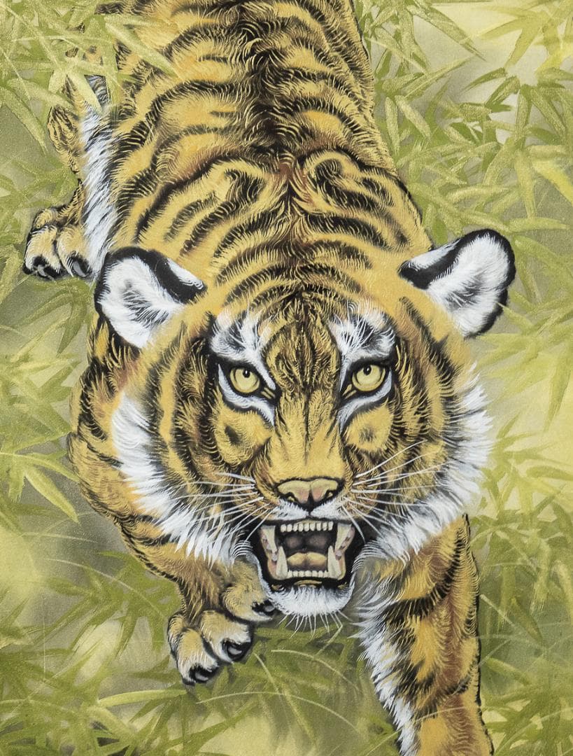 掛軸-795　米重忠夫　猛虎　共箱　二重箱