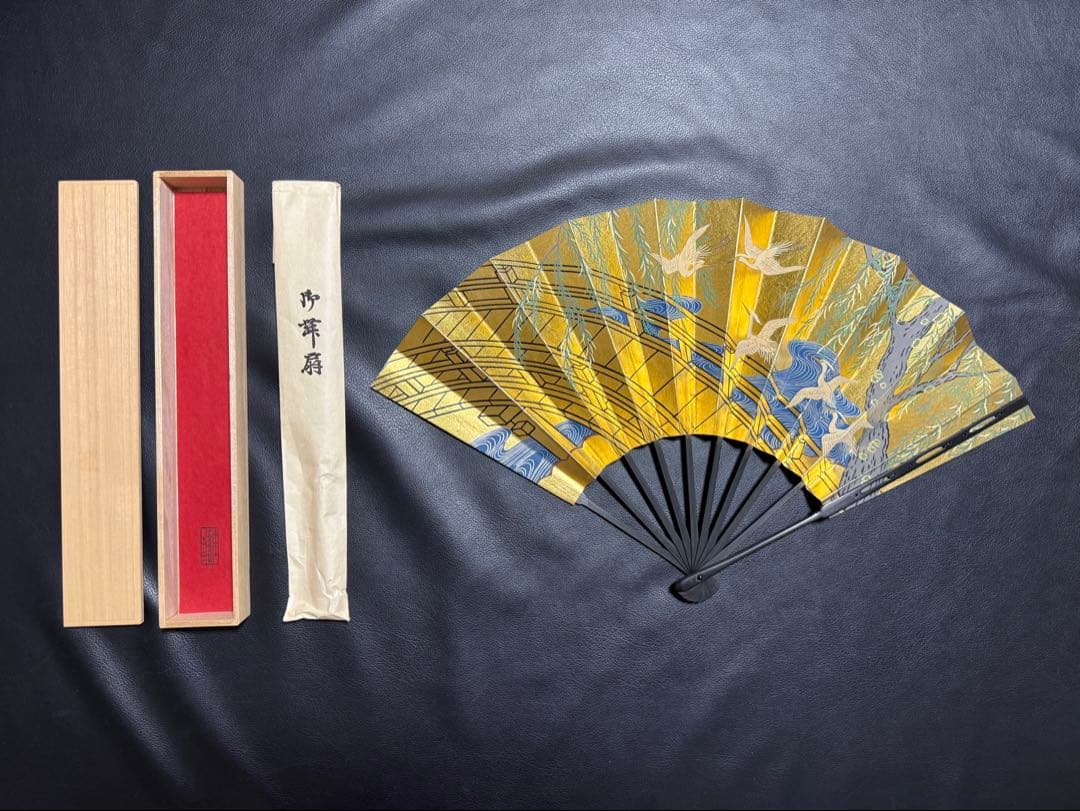 扇子　33cm 十松屋福井扇舗　老女扇　柳橋白鷺図　仕舞扇　能楽　着物