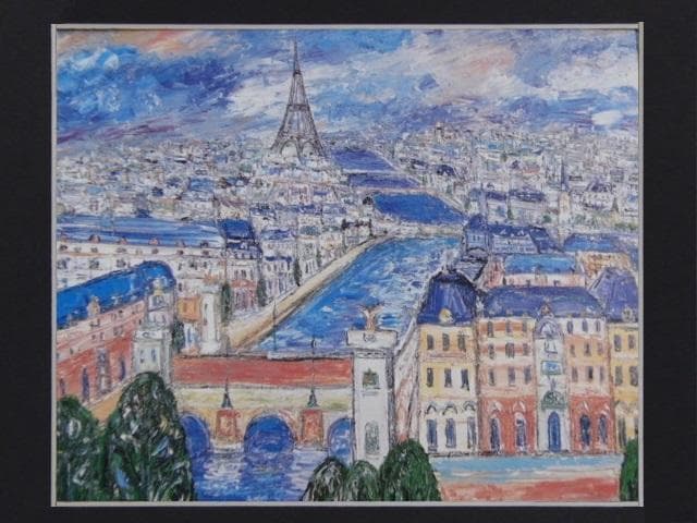 鈴木マサハル、【パリ展望】、希少な額装用画集より、厳選、新品額装