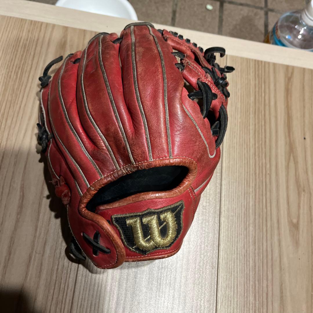 即戦力Wilson 軟式グローブ 赤 オールラウンド小指2本入れ