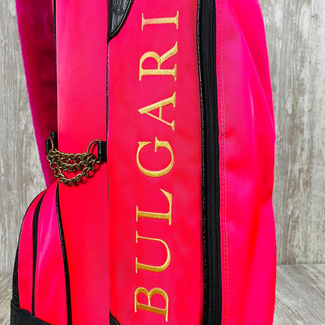 【希少品】BVLGARI ブルガリ キャディバッグ 型押し ロゴ刺繍 ピンク