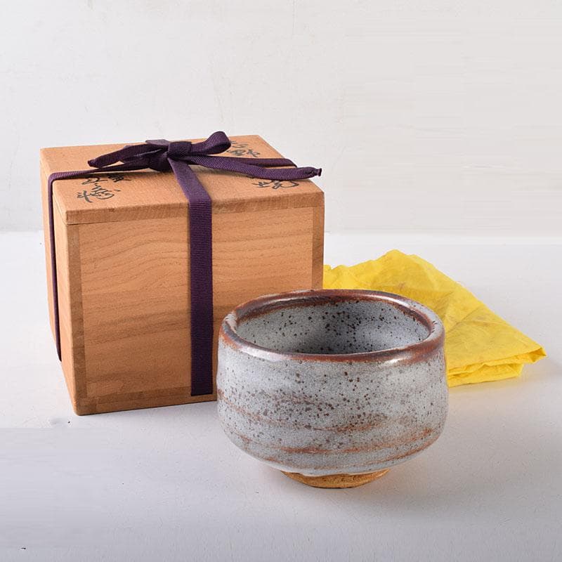 茶道具　人間国宝　荒川豊蔵作　志野茶碗　共箱　M　R8052