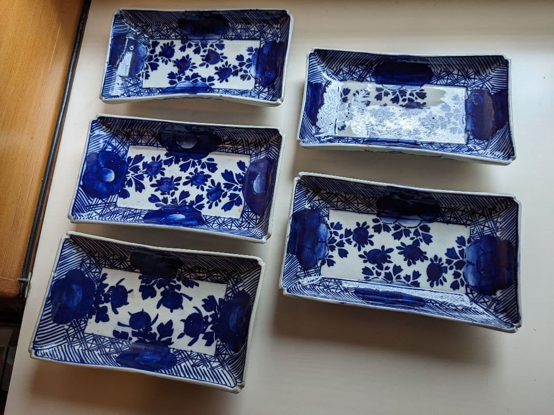 古伊万里　べろ藍　長角皿　5枚