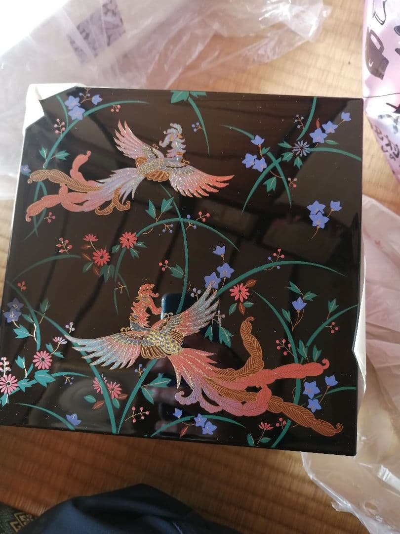 最終値下げ‼️【未使用】山中漆器 正倉院風蒔絵 鳳凰 重箱 三段重 おせち