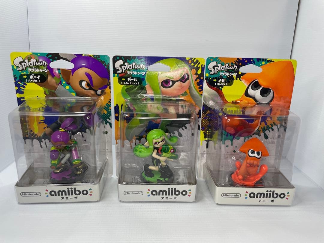 amiibo ガールライムグリーン　ボーイパープル　イカオレンジ　未開封　あつ森