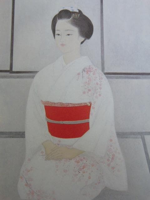 高木義夫、【春晝】、希少な額装用画集より、新品額装付、状態良好