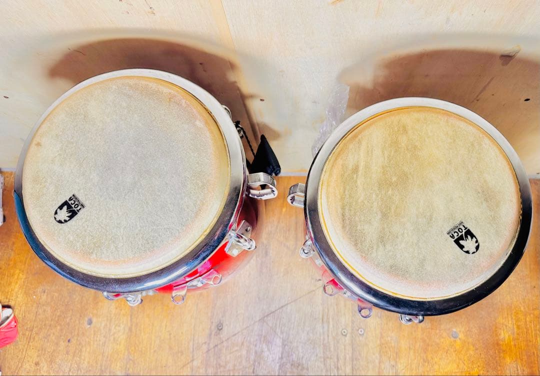 TOCA コンガ ペア 打楽器 木製 レッド 中古 パーカッション