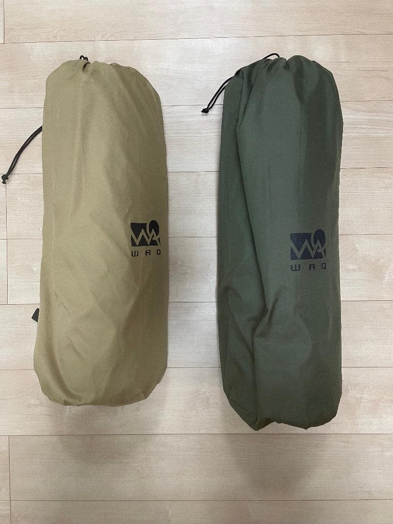 WAQ インフレータブル式マット 8cm　オリーブ・タン　2個セット　中古