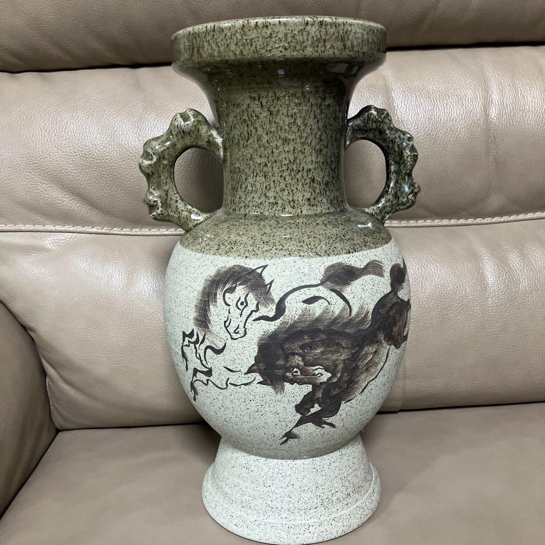 相馬焼　馬の絵柄 陶器花瓶