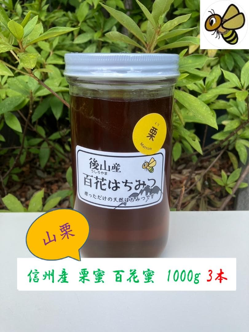 【くぅ】栗蜜 1000g 3本 国産蜂蜜 はちみつ