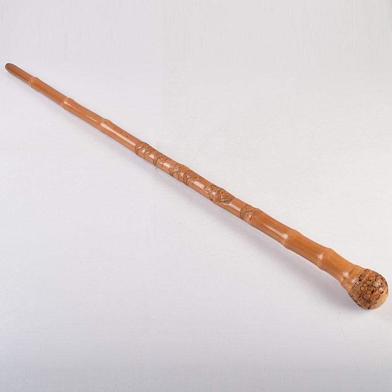 古竹　吉明刀　人物鼠彫　杖　長さ約87cm　V　R9068