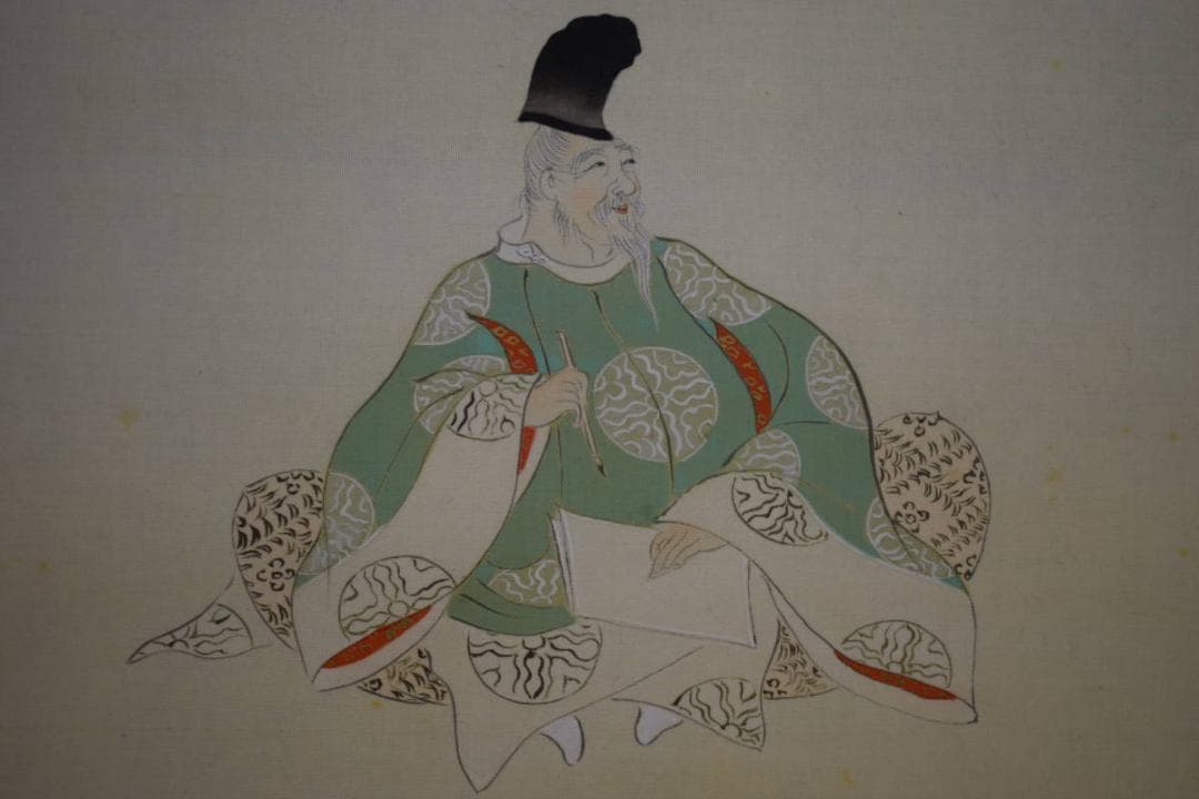真作/土佐光種/大和絵人物画賛/布袋屋掛軸HJ-430