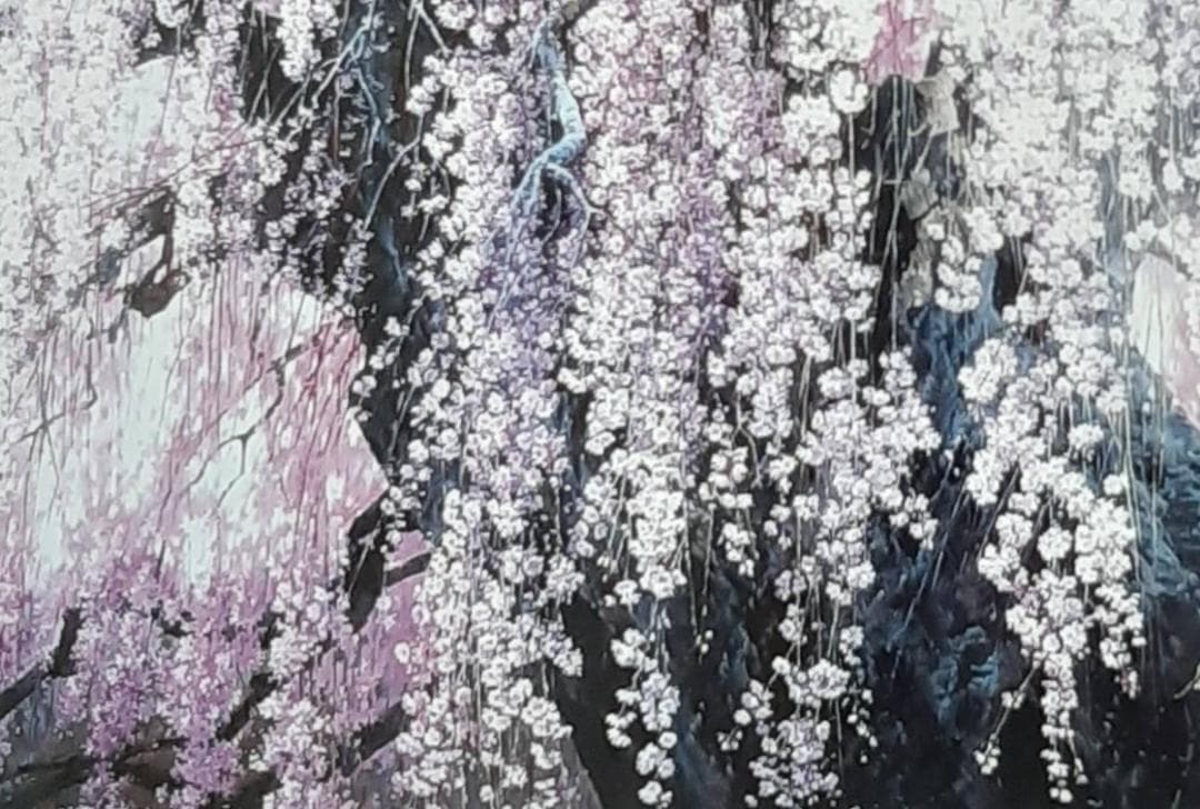 三栖右嗣、「爛漫」、希少画集の額装画、四季、風景、人気作品