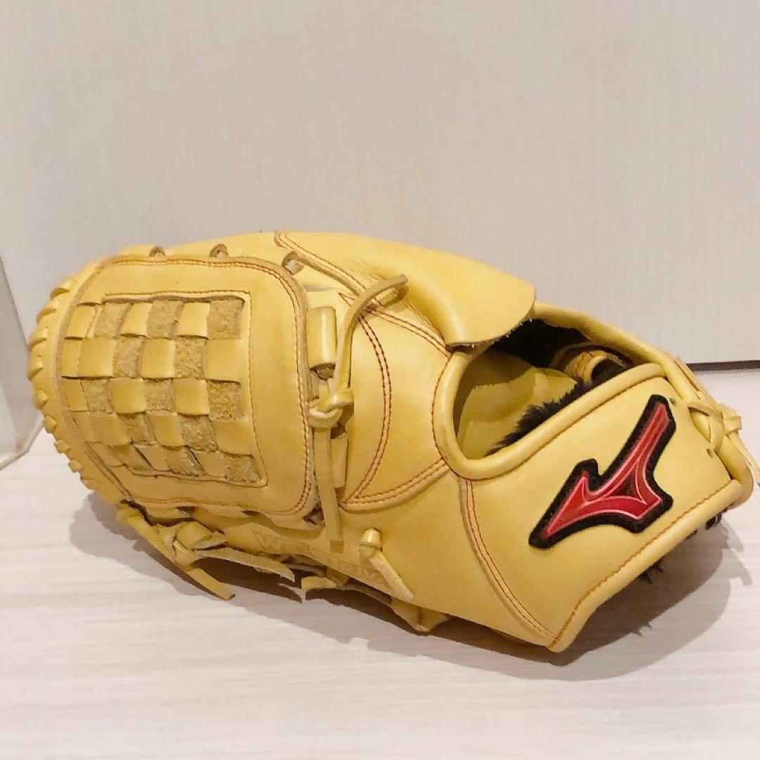 【美品・左投げ用】ミズノ 軟式グローブ WILL DRIVE RED イエロー