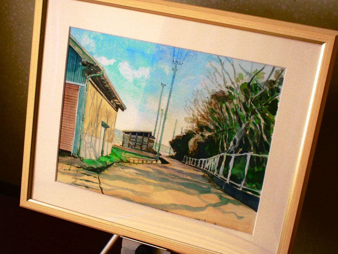 水彩画 風景画 額装済み F6サイズ