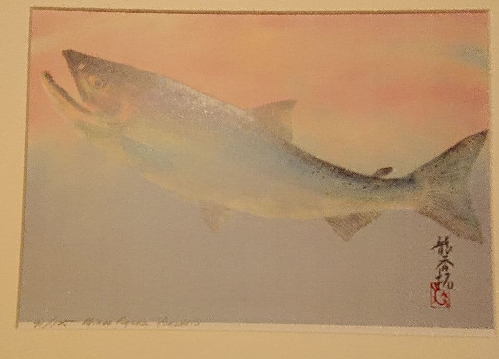 カラー魚拓 山本龍香作品 リトグラフ