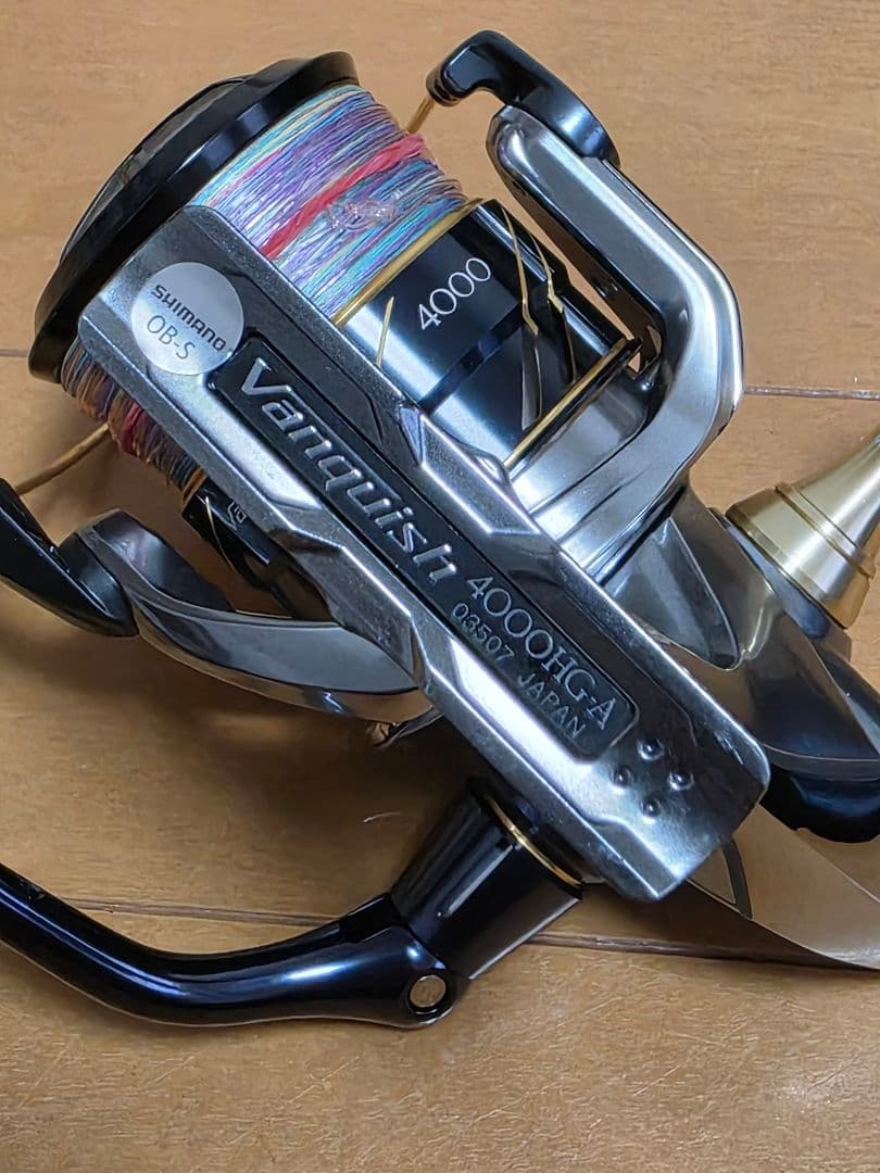 シマノ　16ヴァンキッシュ4000HG　夢屋アルミラウンド型ノブ　リールスタンド
